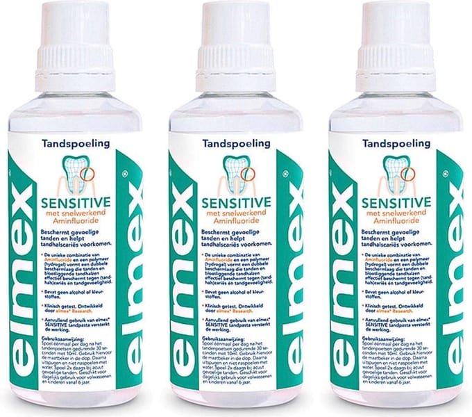 Elmex Sensitive Mondwater / Tandspoeling - Voordeelverpakking  3 x 400 ml
