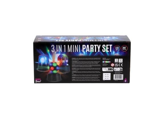 Party Time disco licht set - Mini feestverlichting 3-delig - Multicolor.