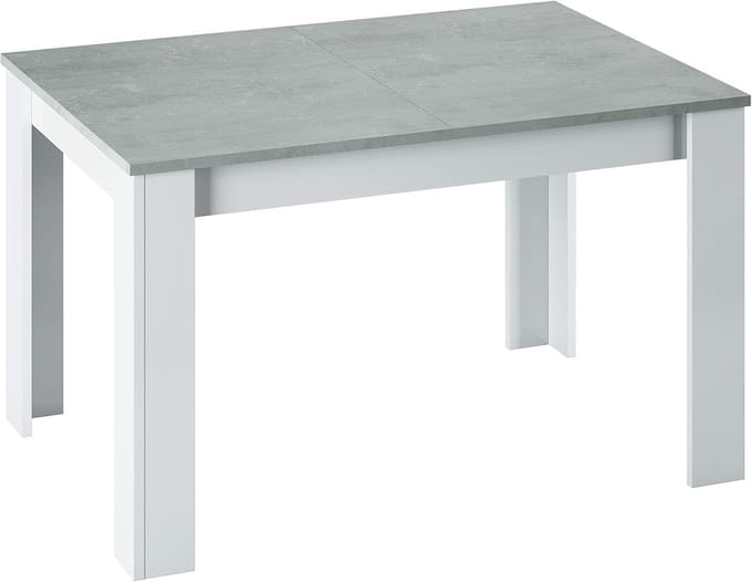 Uittrektafel Set 90x140/190 cm Wit/Beton - Ideaal voor Elk Interieur
