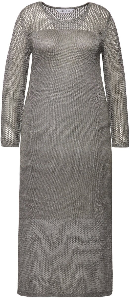 Studio Untold - Dames - Gebreide maxi-jurk mouwloos - Zilver - Maat 42+