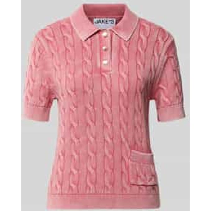 Knitwear poloshirt met kabelpatroon van puur katoen