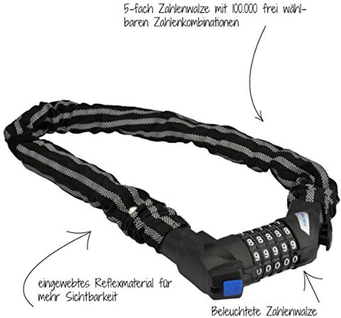 Kettingfietsslot met Reflecterende Strepen - 80 cm