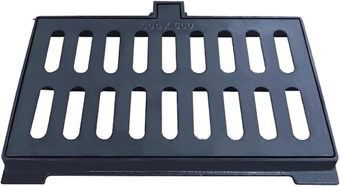 Gietijzeren Putdeksel - Afvoer Deksel - Oprit Drainage - Antidiefstal Frame - 30x50cm - Zwart