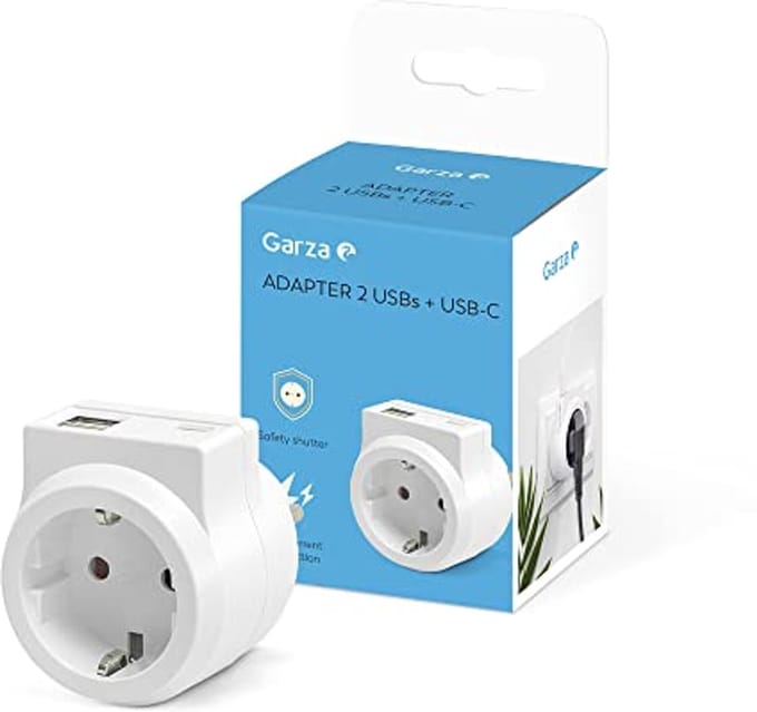 Stopcontactadapter met USB en USB-C poorten, kinderbeveiliging, wit