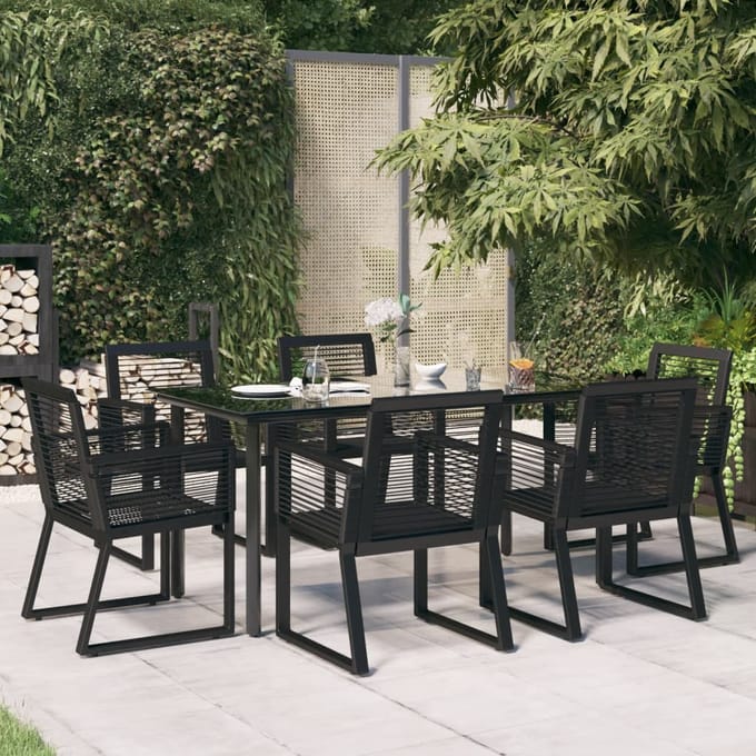 vidaXL - 7-delige - Tuinset - PVC-rattan - zwart