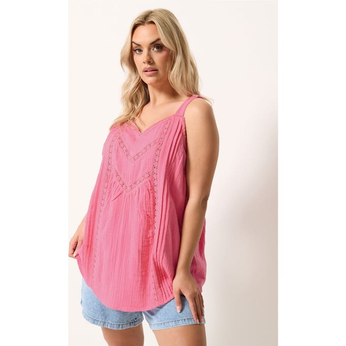 Yours Roze Topje Met Gehaakte Inzetstukken Size 46