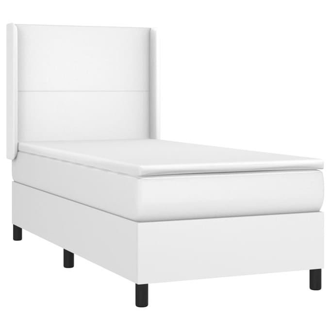 vidaXL - Boxspring - met - matras - kunstleer - wit - 100x200 - cm
