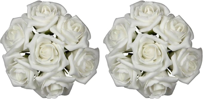 Ideas4seasons Rozen - 14x stuks - foam - 9 x 3 cm - creme wit - diy - bruiloft decoratie
