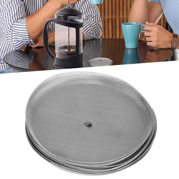 10 Pièces Filtre Réutilisable en Acier Inoxydable 304 Maille 80 pour Cafetière à Piston 1000 mm Accessoire white