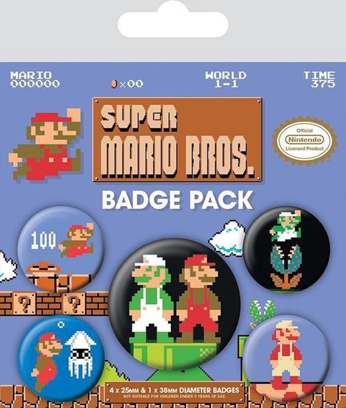 Super Mario Badge Set - Pack of 5 - Multicoloured