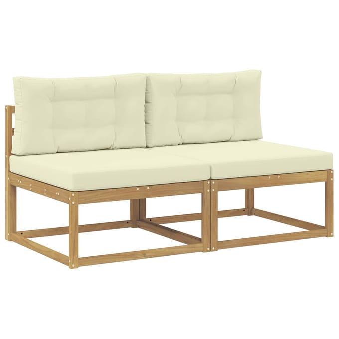 vidaXL - 2 - Stuk - Buiten - Midden - Sofa - Polyester - Wit