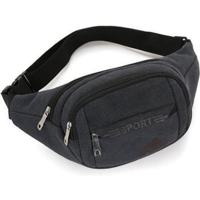 Multifunctionele Canvas Heuptas Nauwsluitende Mobiele Telefoon Borsttas, Buitensport Heuptas met Grote Capaciteit One Size black