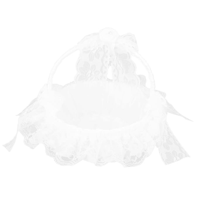Bruiloft Bloemenmand met Witte Kant Romantische Lichtgewicht Elegante Mand voor Bruiloft white