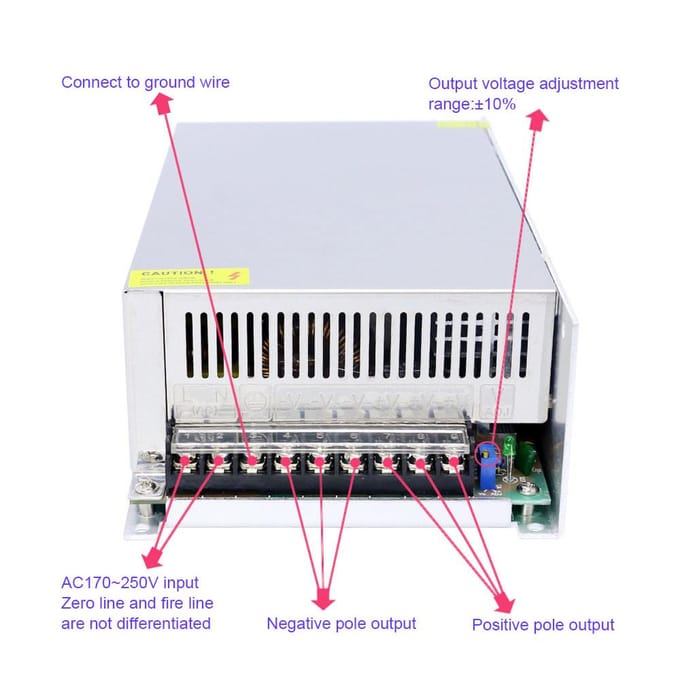 AC 100-240V naar DC 24V 41,6A 1000W spanningstransformator geregelde schakeling DC 24V 30A 720W