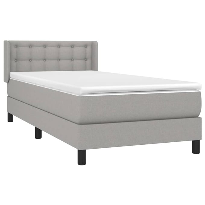 vidaXL - Boxspring - met - matras - stof - lichtgrijs - 100x200 - cm