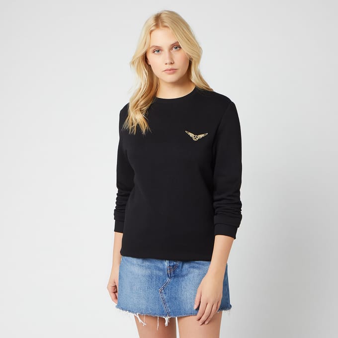Harry Potter Golden Snitch Unisex Embroidered Sweatshirt - Black - S