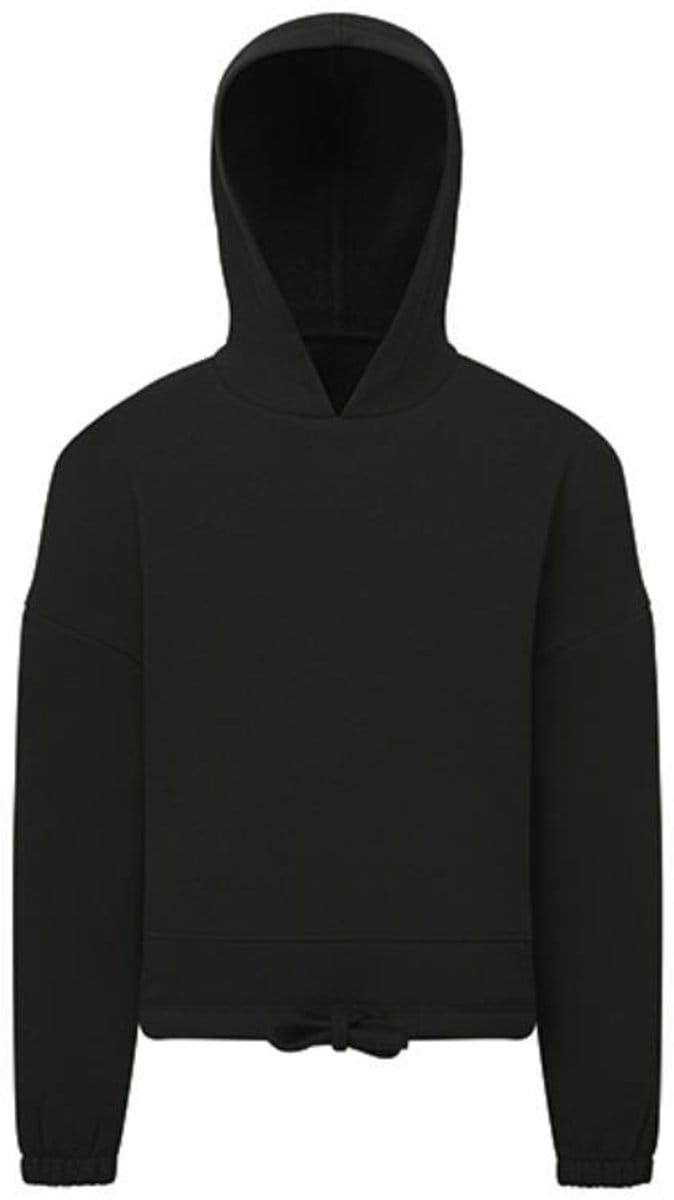 TriDri - Cropped Oversized Kinder Hoodie - Black maat 7/8