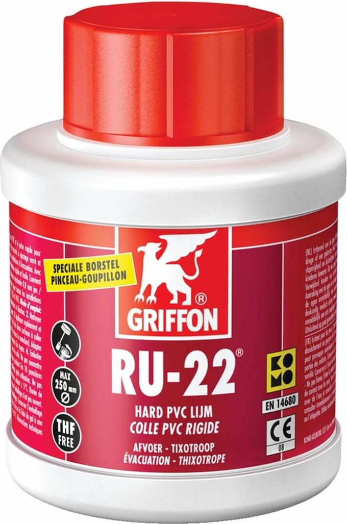 Griffon Hard PVC lijm RU22 + borstel 250ml - 6112019