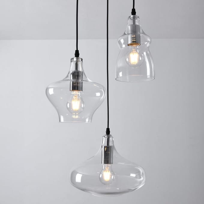 LumenXL Design hanglamp Trinidad - transparant glas, 3-lichts
