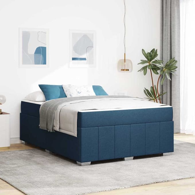 vidaXL - Bedframe - met - matras - Blauw - 140 - x - 200 - cm - Stof