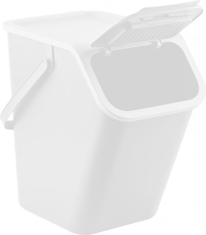 Practic Bini - Prullenbak 25L / Afvalbak - wit - met deksel en handvat