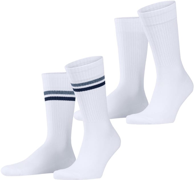 Esprit Tennis Stripe 2-Pack gedessineerd katoen multipack sokken heren wit - maat 39-42