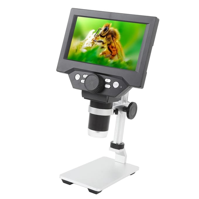 Microscope Numérique 1000x Écran LCD 5,5 pouces Microscope à Pièces avec 8 Lumières LED Réglables Vue PC