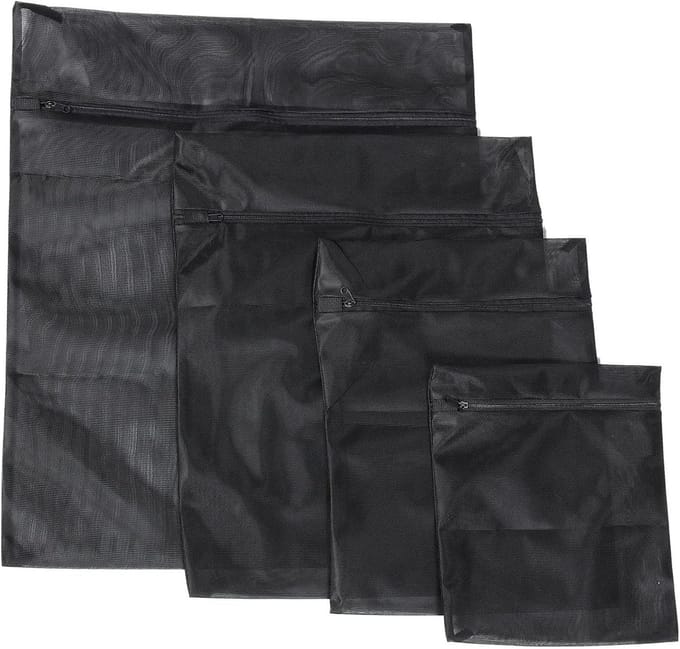 4 Stuks Mini Mesh Pockets met Rits - Waszakken voor Kleding, Wasmachine en Reisopslag