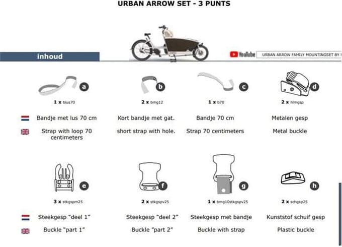 Melia Baby/peuter schaal bev.set 3P Urban Arrow bakfiets