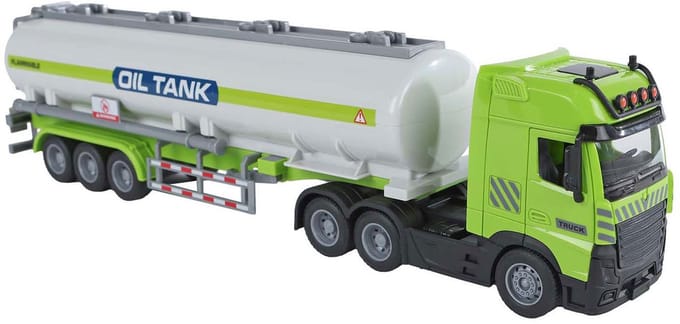 2-Play Vrachtwagen met tank-oplegger frictie licht en geluid