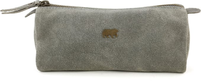 Bear Design Suède Make Up / Pen Etui L Grijs