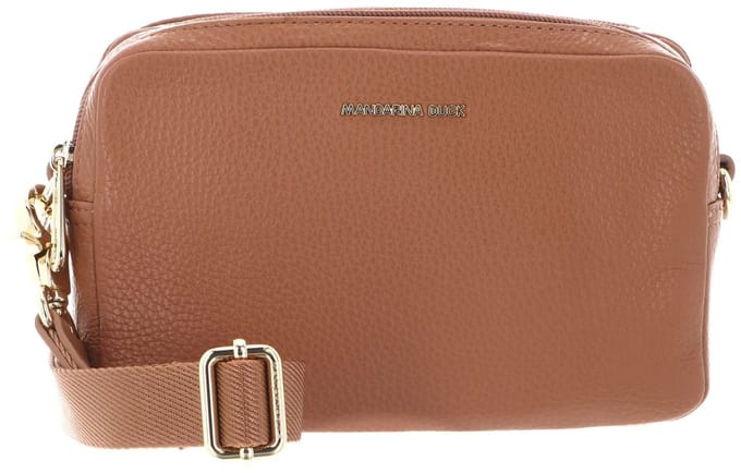 MANDARINA DUCK Leren schoudertas Mellow Leather Crossbody Camera Bag Pecan Nut Lichtbruin
