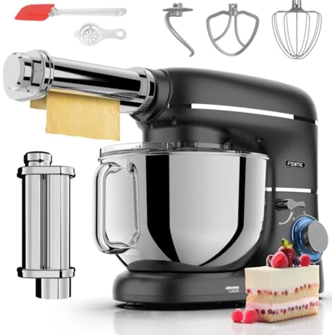 Keukenmachine met Pastaroller - 2000W - 6,2L RVS Kom - Zwart