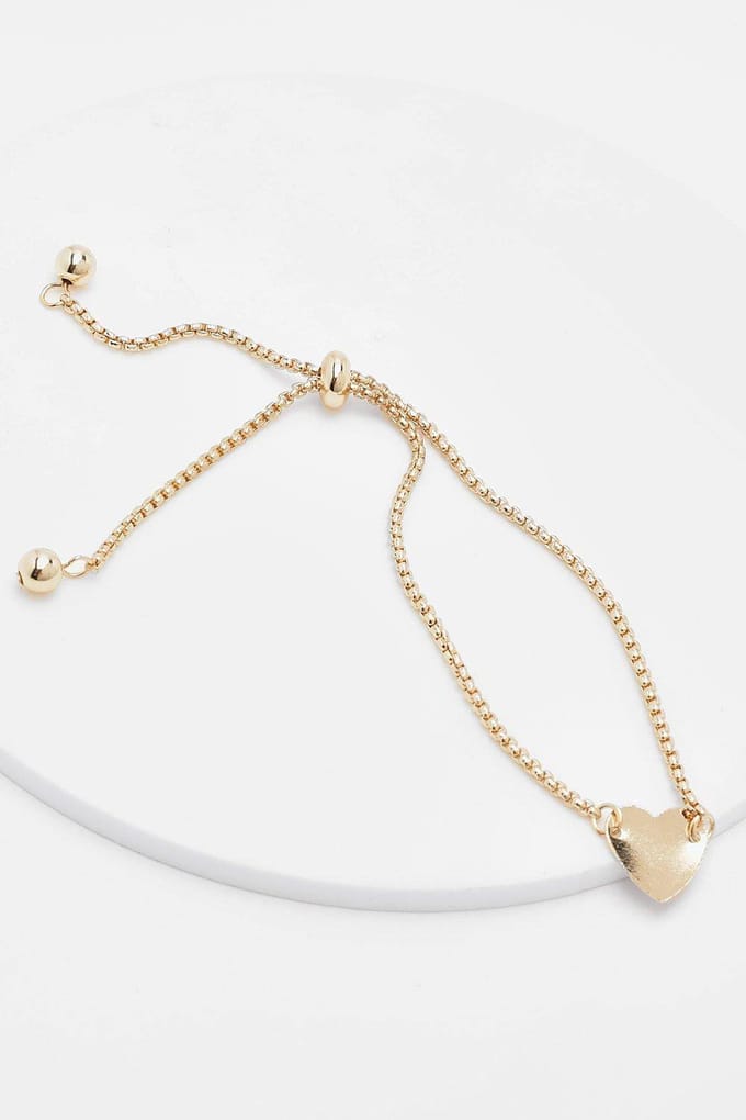 boohoo Dames Heart Detail Toggle Armband | Goud