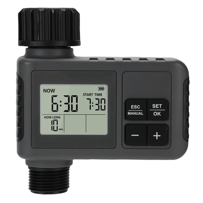 Sproeier Timer Slim Programmeerbaar Digitaal Tuinslang Water Druppelirrigatie met Regenvertraging Handmatig gray
