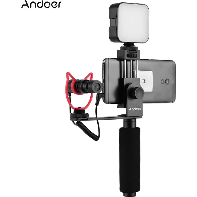 Smartphone Vlogging Handgreep Mobiele Telefoon Video Opname Houder Handvat Stabilisator zwart
