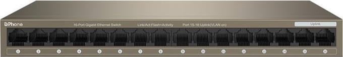 DrPhone OptiNet – 16 Poorten Gigabit Ethernet Switch – Energiebesparende Ethernet Switch – 6Kv Schokbestendige Ethernet Switch – Grijs