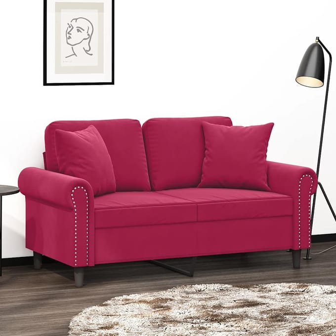 vidaXL - Sierkussens - 2 - st - 40x40 - cm - fluweel - wijnrood