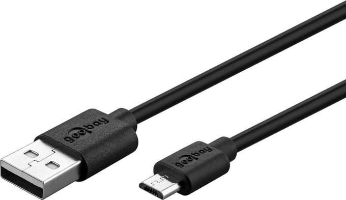 Goobay Micro-USB oplaad- en synchronisatiekabel, 5 W, 1 A, voor Android toestellen, zwart