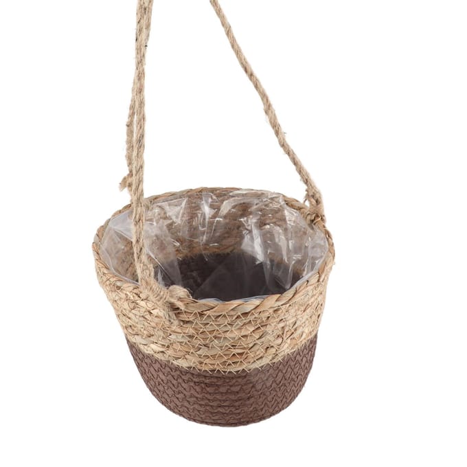 Geweven Bloemenmand Rustieke Retro Stijl Bruine Kleur Decoratieve Multifunctionele Stro Mand voor Kantoor beige