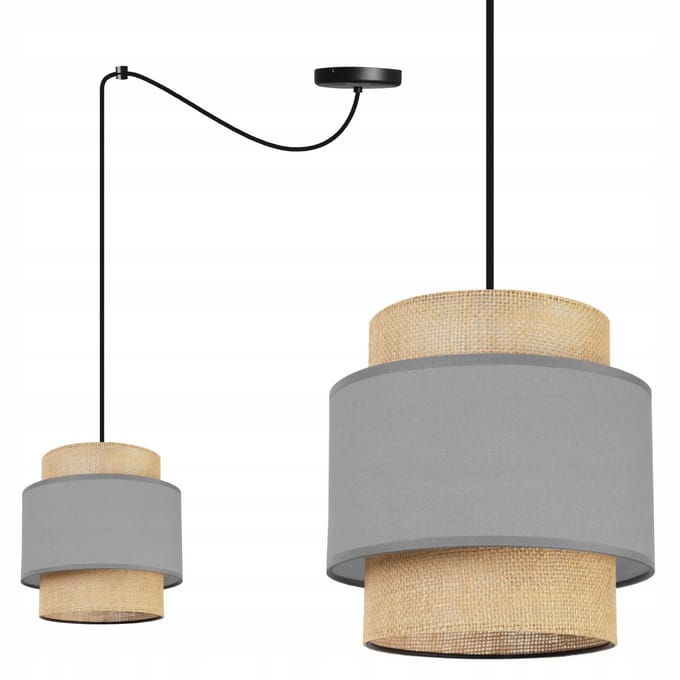 Spider Boho Hanglamp - Zwart/Beige/Grijs - Jute Kap - E27