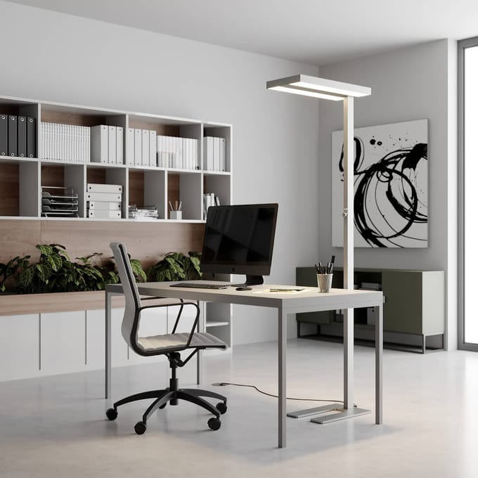 Arcchio LED vloerlamp Logan Basic, zilver, 6.000 lm, dimbaar