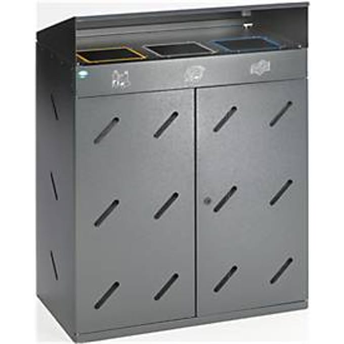 VAR afvalsorteerstation, 3-voudig, ijzerglans