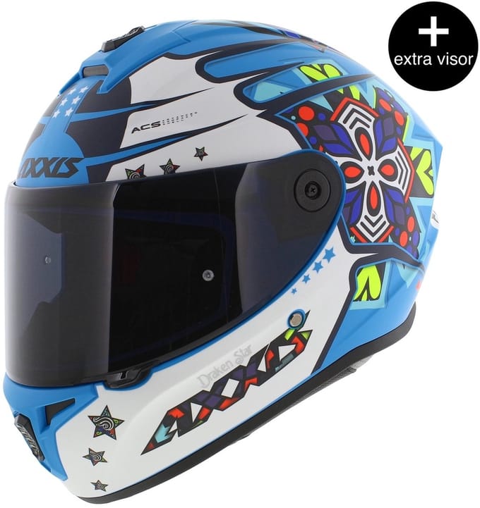 Axxis Draken S helm Star mat blauw wit