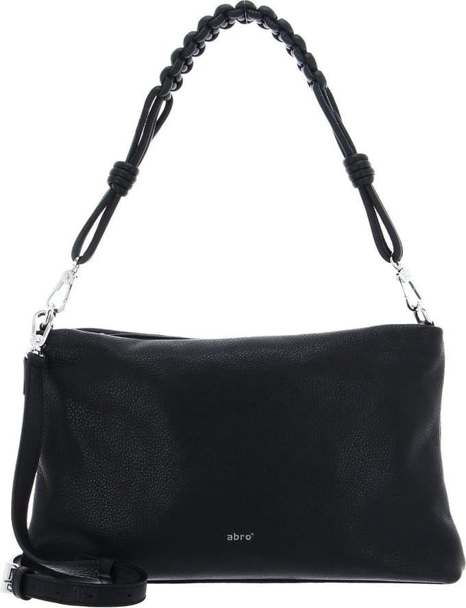 abro Schoudertas Leather Dalia Shoulder Bag Poppy Black / Nickel Zwart