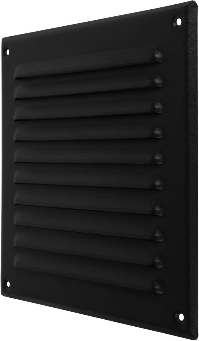 Zwart Vierkant Ventilatiekanaal Rooster met Gaas 195x195mm