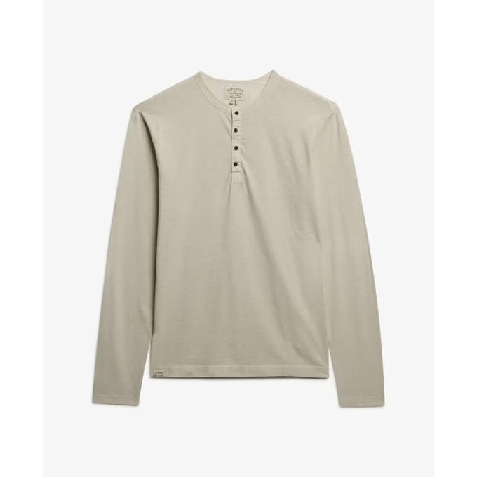 Superdry - Slub Jersey Henley Top met Lange Mouwen - Heren - Tops