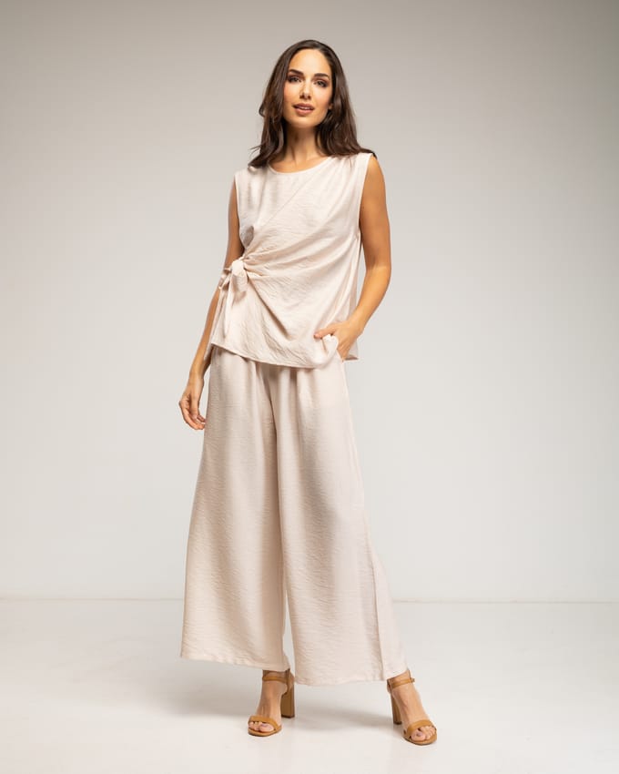 Set van mouwloze top met striksluiting en broek met elastiek