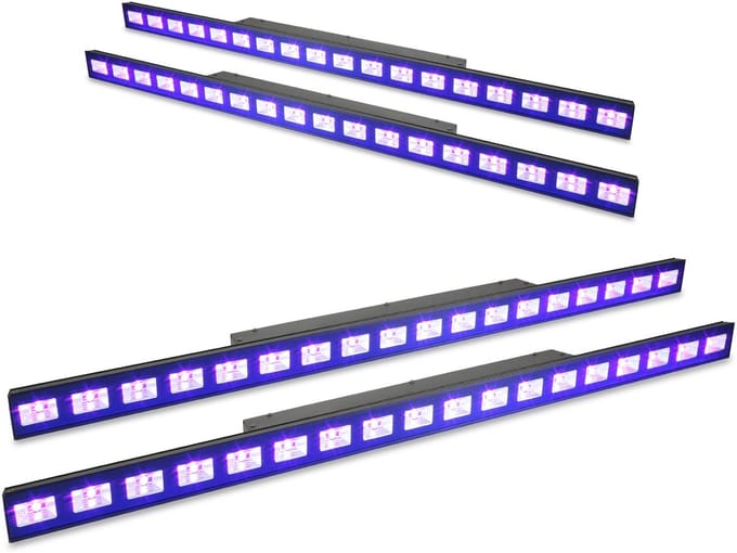BeamZ set van 4 LCB48 LED Blacklight UV bars - 18x 3W UV LED's