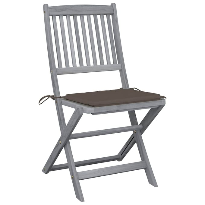 vidaXL - Set - van - 2 - klapstoelen - met - kussens, - gemaakt - van - massief - acaciahout.
